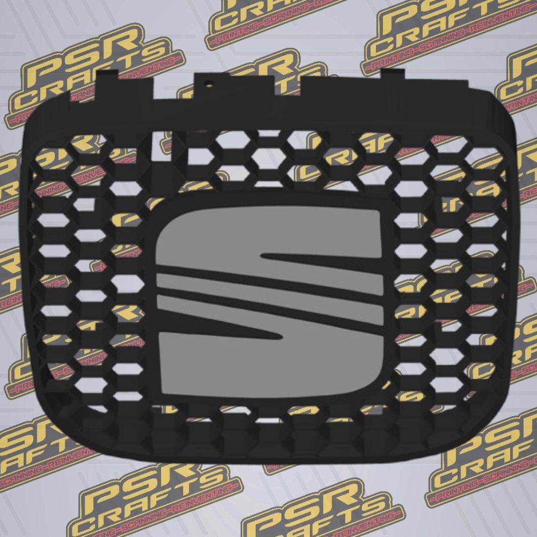 Средна решетка за SEAT LEON 1M FR - СРЕБРИСТО СЕАТ ЛОГО , 3Д принт, car part, auto accessory, replacement part, custom, 3D print