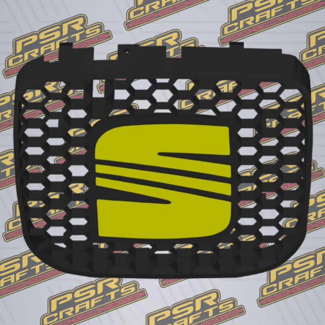 Средна решетка за SEAT LEON 1M FR - ЖЪЛТО СЕАТ ЛОГО , 3Д принт, car part, auto accessory, replacement part, custom, 3D print
